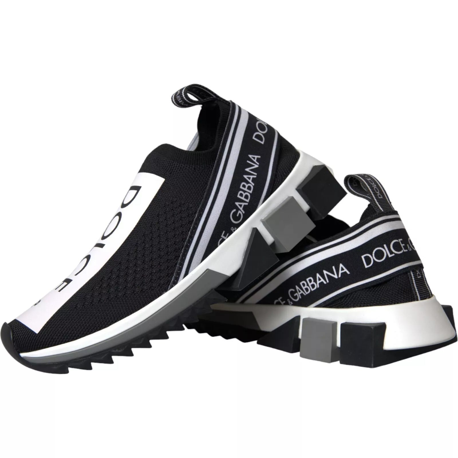 Dolce & Gabbana Black White Slip On Sorrento Sneakers Shoes - SMARTMARTNZ