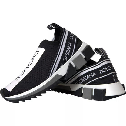 Dolce & Gabbana Black White Slip On Sorrento Sneakers Shoes - SMARTMARTNZ
