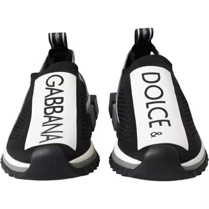 Dolce & Gabbana Black White Slip On Sorrento Sneakers Shoes - SMARTMARTNZ