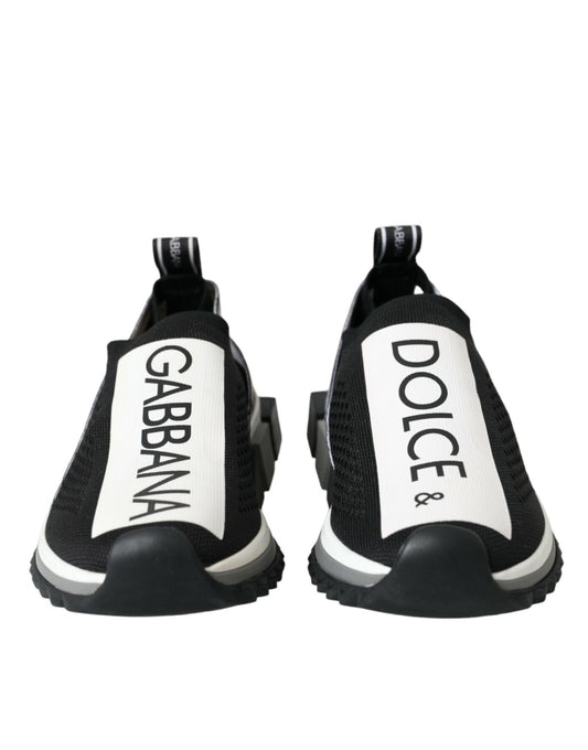 Dolce & Gabbana Black White Slip On Sorrento Sneakers Shoes - SMARTMARTNZ