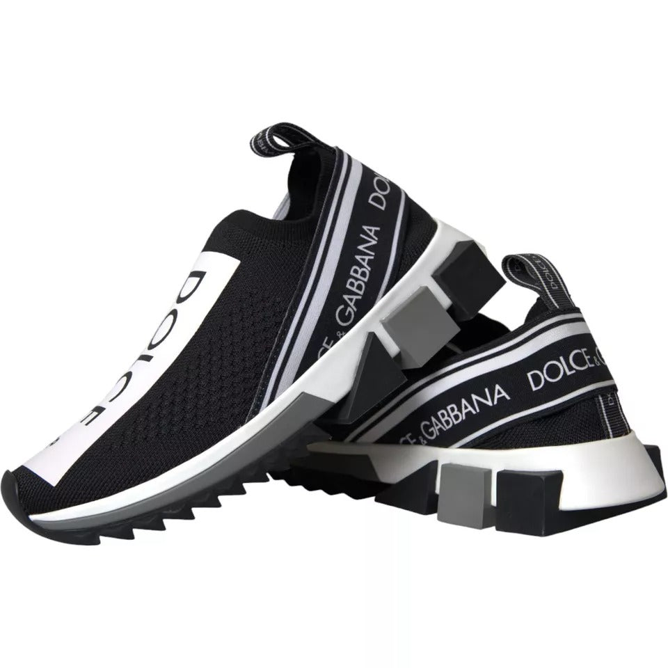 Dolce & Gabbana Black White Slip On Sorrento Sneakers Shoes - SMARTMARTNZ