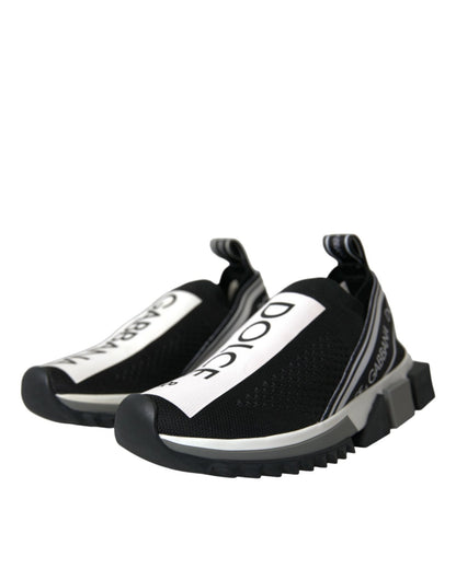 Dolce & Gabbana Black White Slip On Sorrento Sneakers Shoes - SMARTMARTNZ