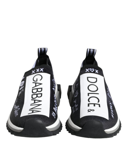 Dolce & Gabbana Black White Sorrento Low Top Sneakers Shoes - SMARTMARTNZ