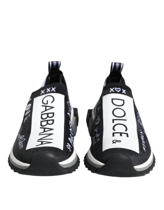 Dolce & Gabbana Black White Sorrento Low Top Sneakers Shoes - SMARTMARTNZ