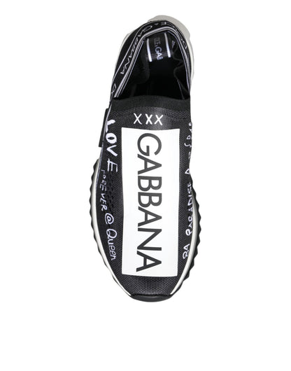 Dolce & Gabbana Black White Sorrento Low Top Sneakers Shoes - SMARTMARTNZ