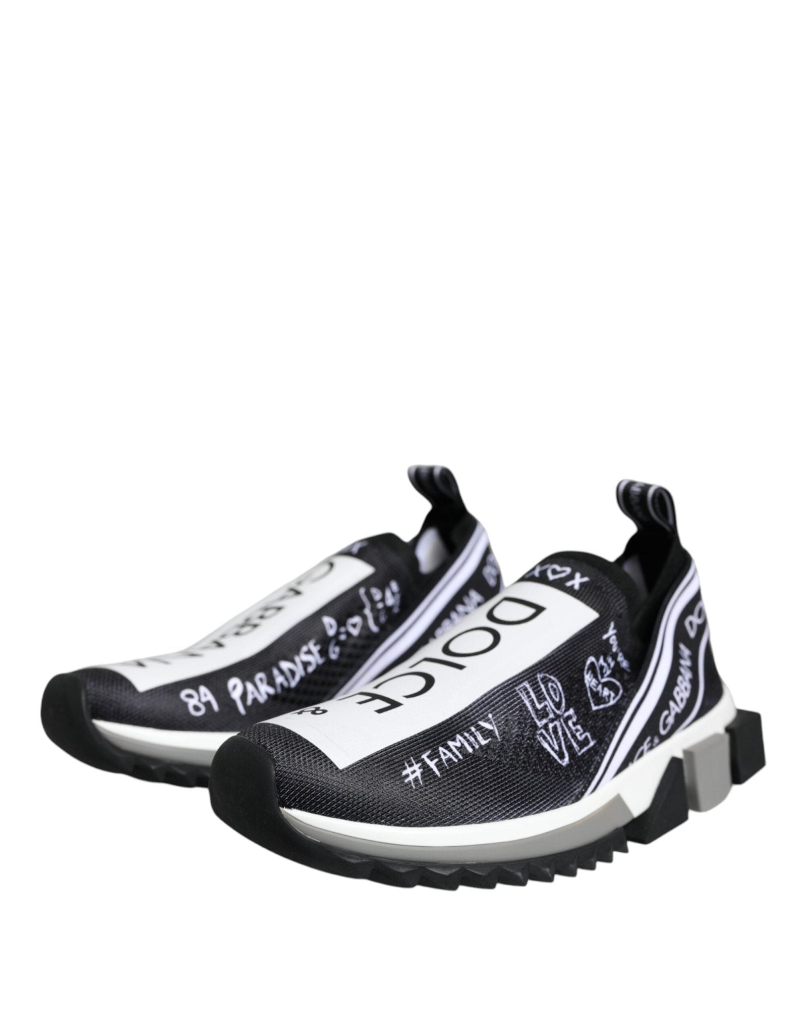Dolce & Gabbana Black White Sorrento Low Top Sneakers Shoes - SMARTMARTNZ