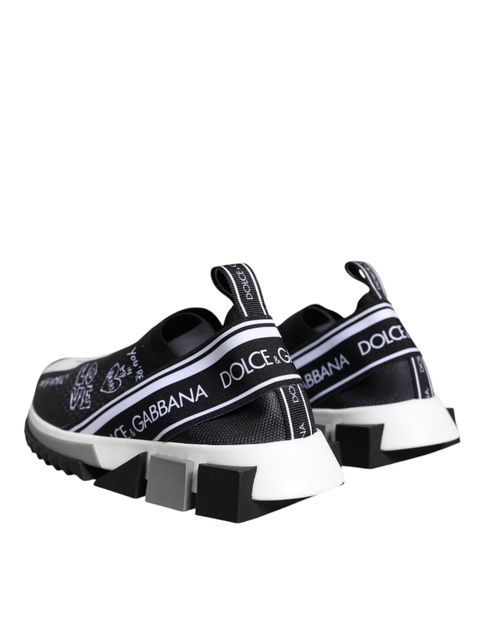 Dolce & Gabbana Black White Sorrento Low Top Sneakers Shoes - SMARTMARTNZ