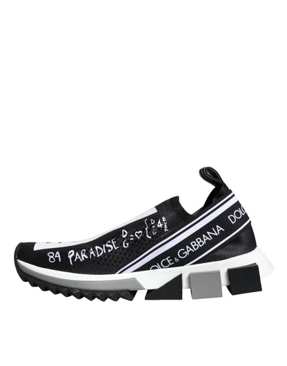 Dolce & Gabbana Black White Sorrento Low Top Sneakers Shoes - SMARTMARTNZ