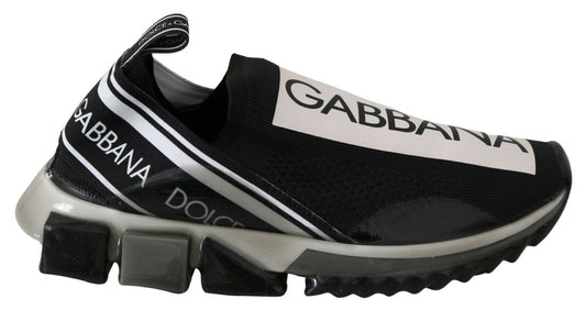 Dolce & Gabbana Black White SORRENTO Sport Stretch Sneakers - SMARTMARTNZ