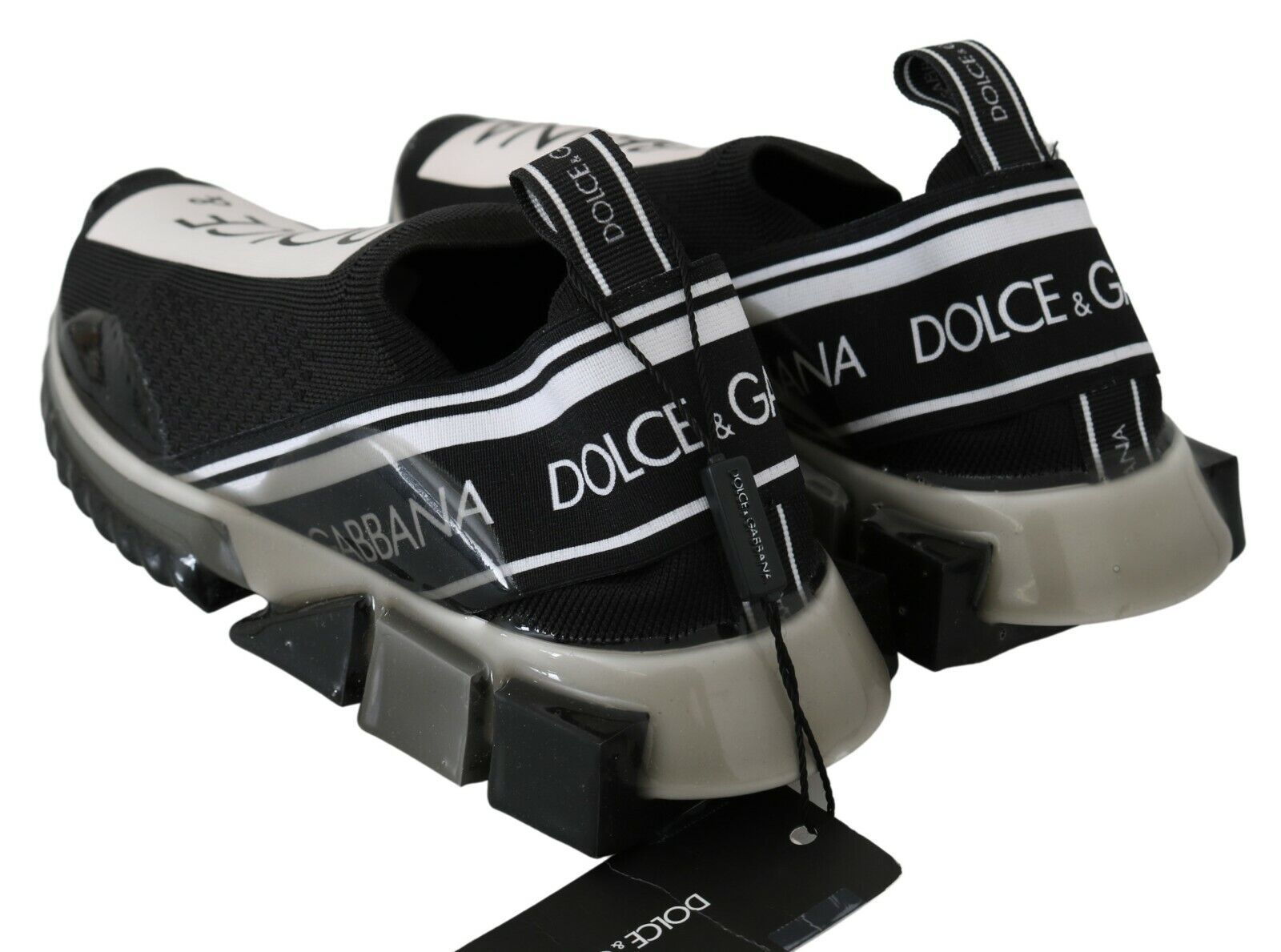 Dolce & Gabbana Black White SORRENTO Sport Stretch Sneakers - SMARTMARTNZ