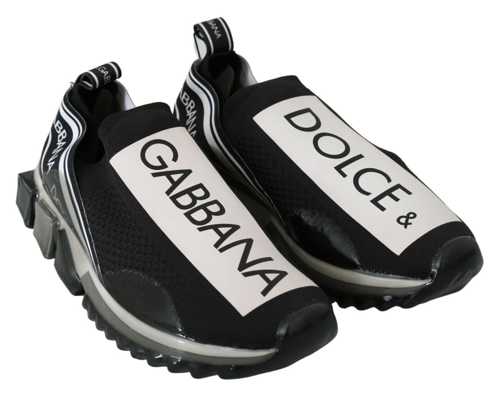 Dolce & Gabbana Black White SORRENTO Sport Stretch Sneakers - SMARTMARTNZ
