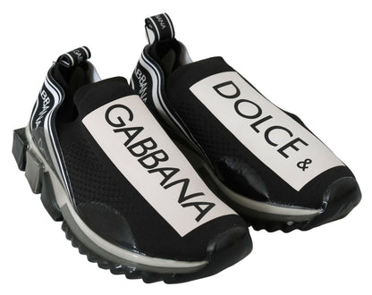 Dolce & Gabbana Black White SORRENTO Sport Stretch Sneakers - SMARTMARTNZ