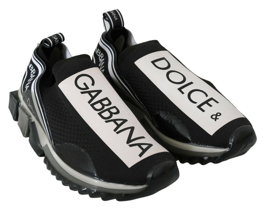 Dolce & Gabbana Black White SORRENTO Sport Stretch Sneakers - SMARTMARTNZ