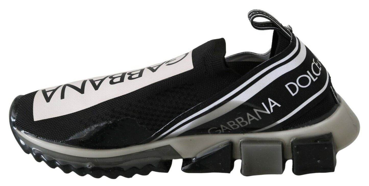Dolce & Gabbana Black White SORRENTO Sport Stretch Sneakers - SMARTMARTNZ
