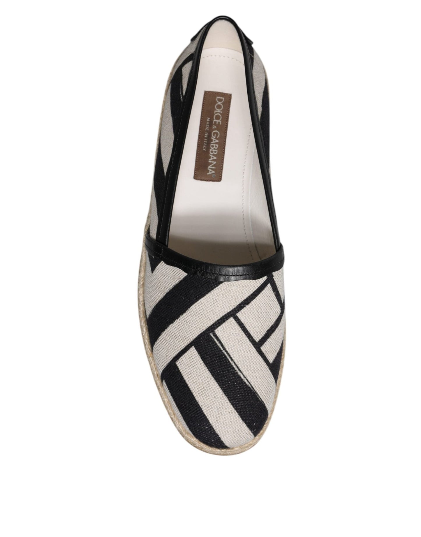 Dolce & Gabbana Black White Stripes Slip On Espadrille Shoes - SMARTMARTNZ