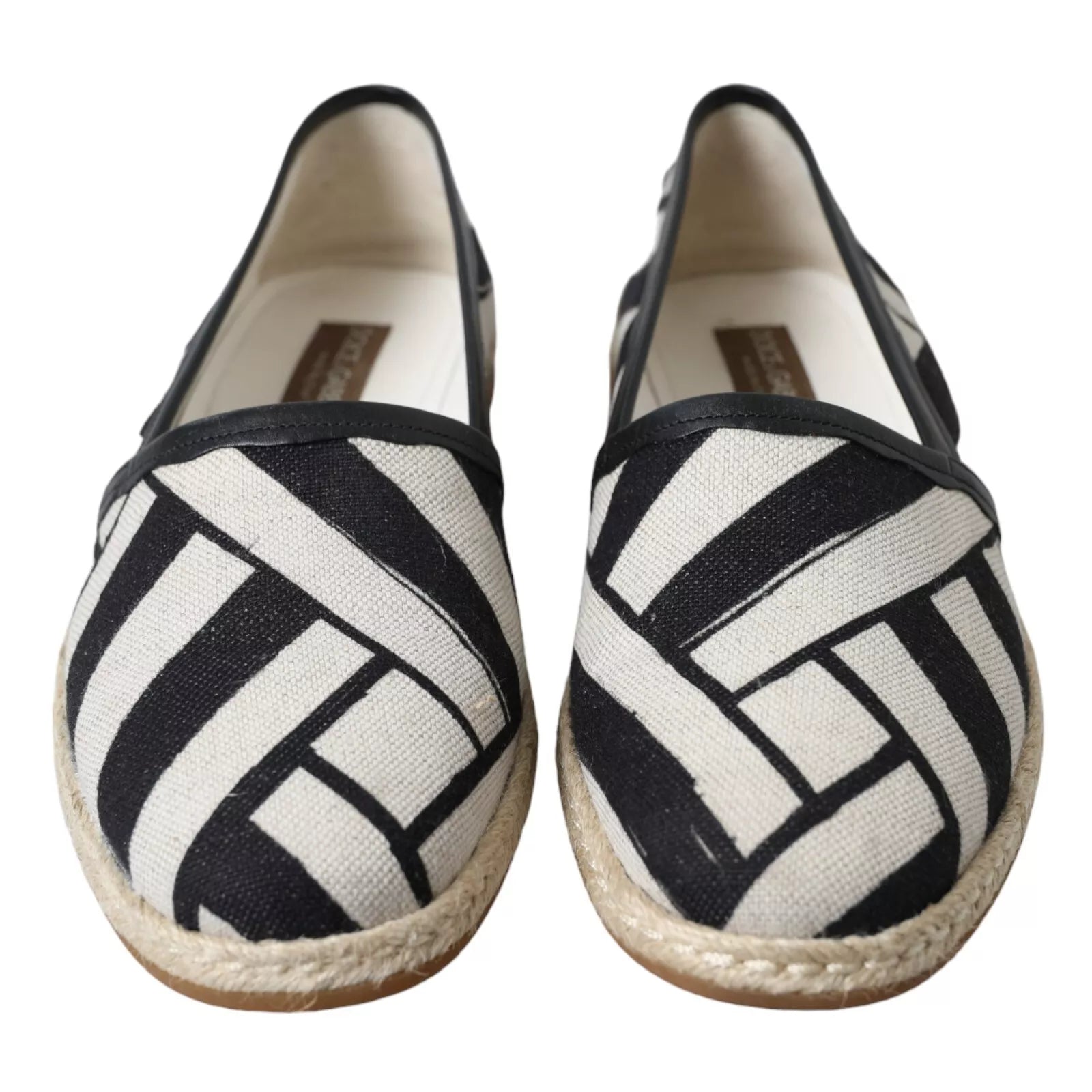 Dolce & Gabbana Black White Stripes Slip On Espadrille Shoes - SMARTMARTNZ