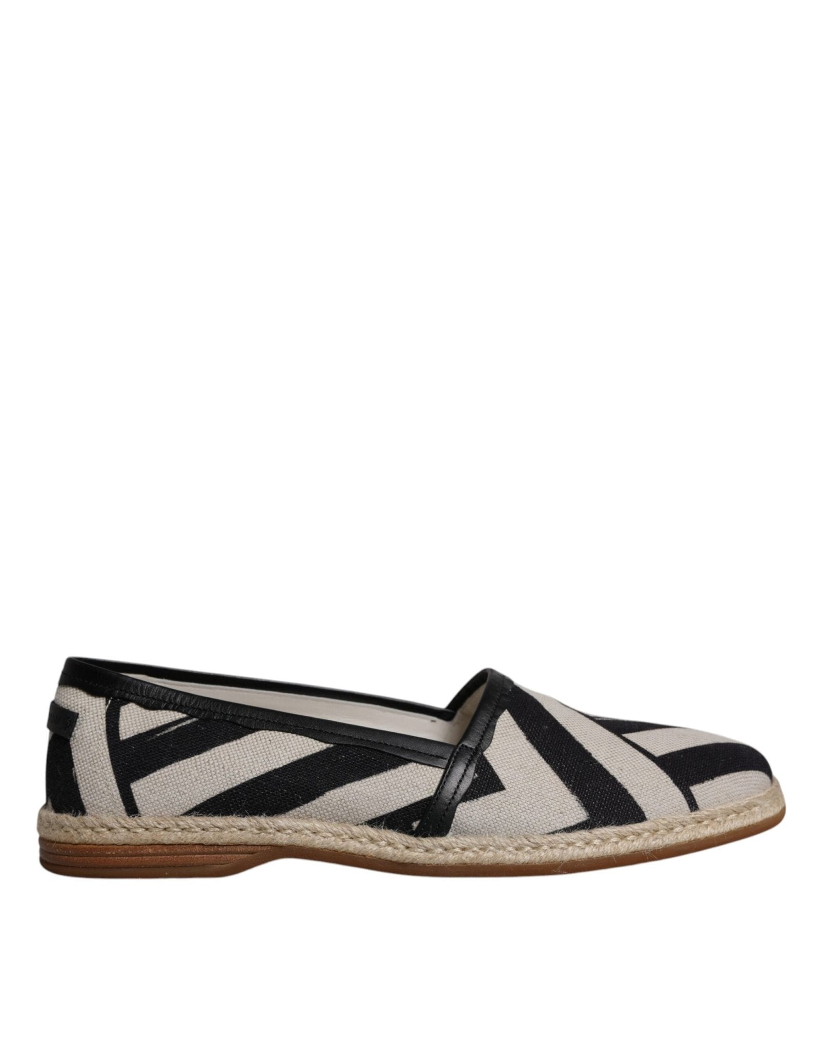 Dolce & Gabbana Black White Stripes Slip On Espadrille Shoes - SMARTMARTNZ