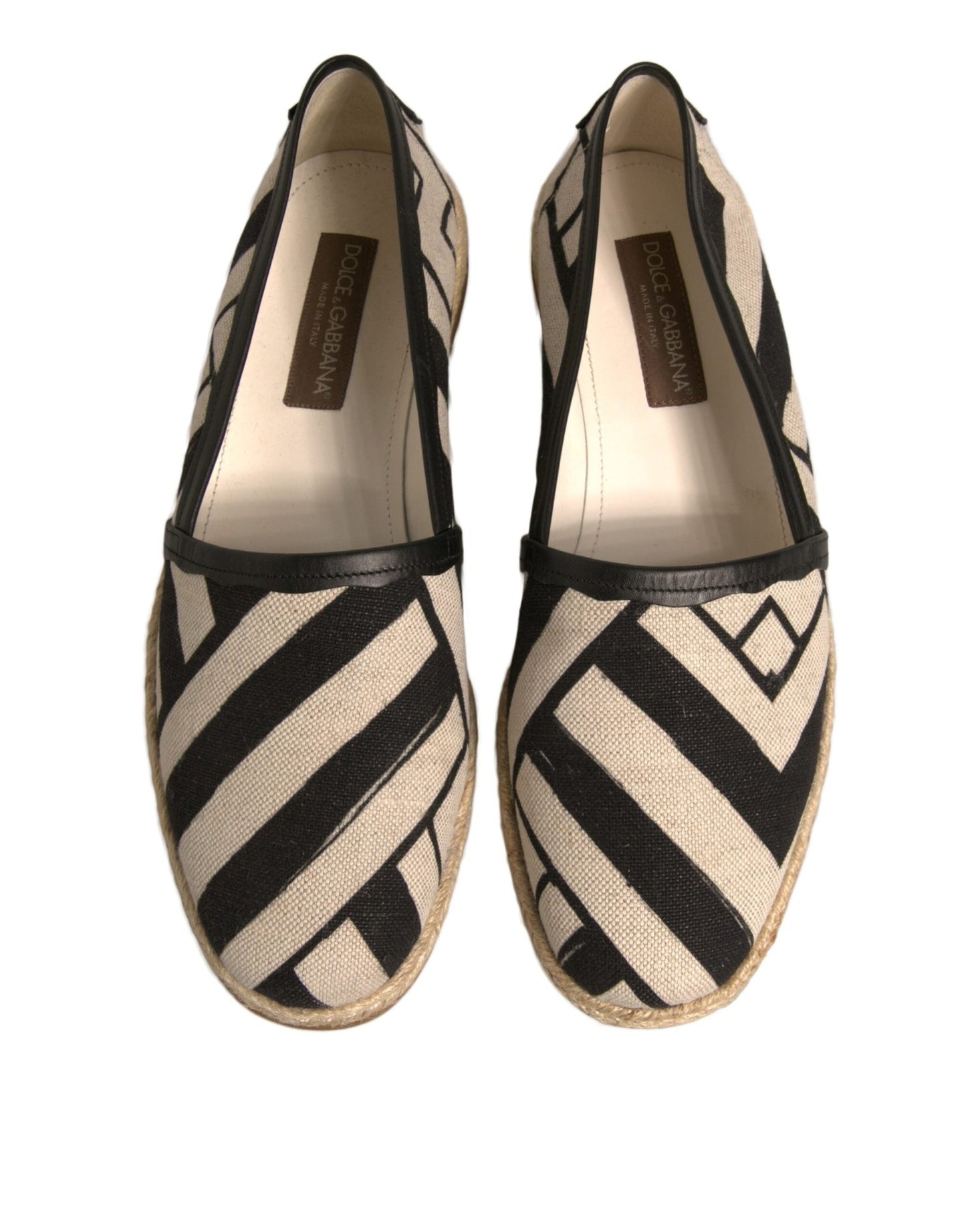 Dolce & Gabbana Black White Stripes Slip On Espadrille Shoes - SMARTMARTNZ