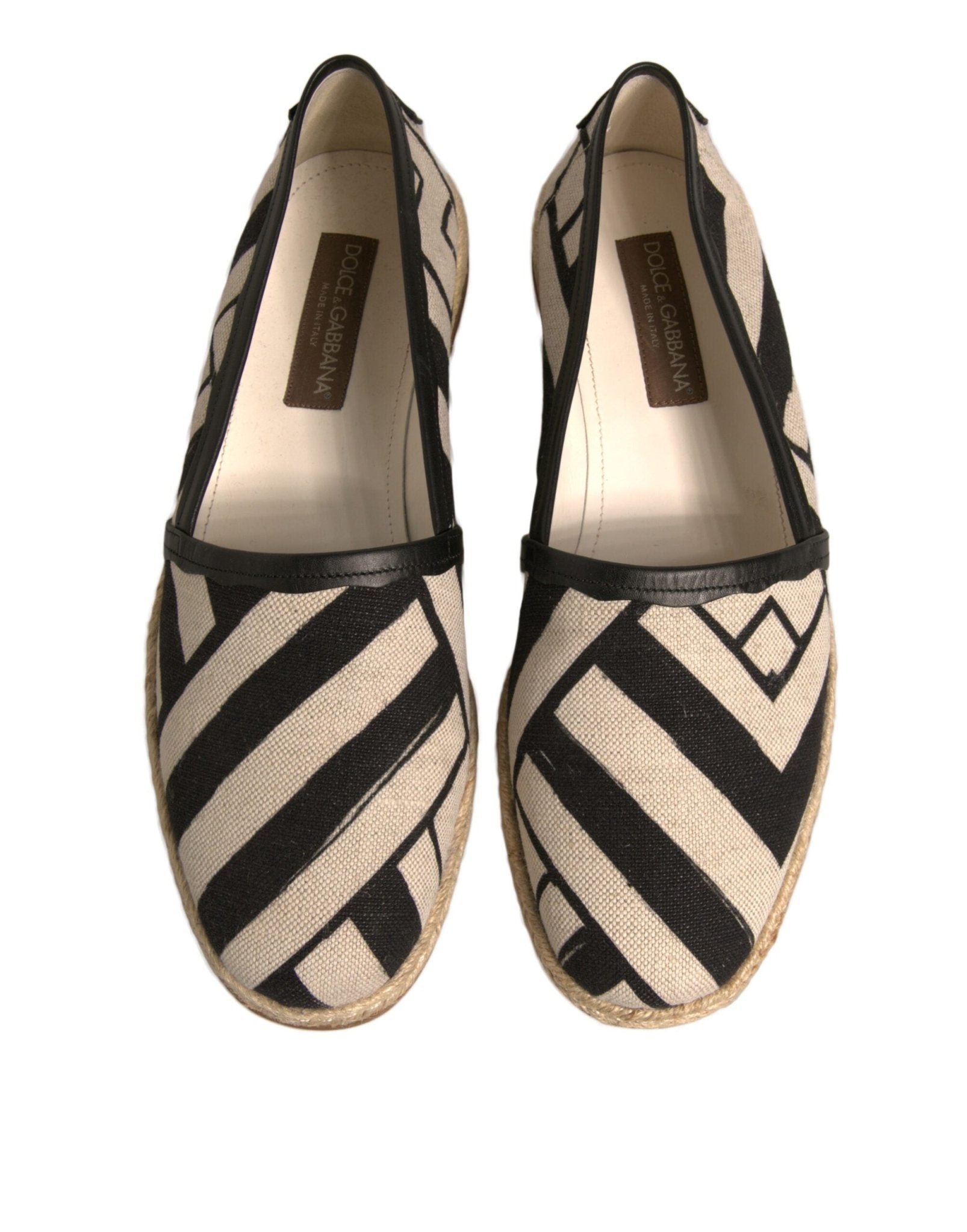 Dolce & Gabbana Black White Stripes Slip On Espadrille Shoes - SMARTMARTNZ