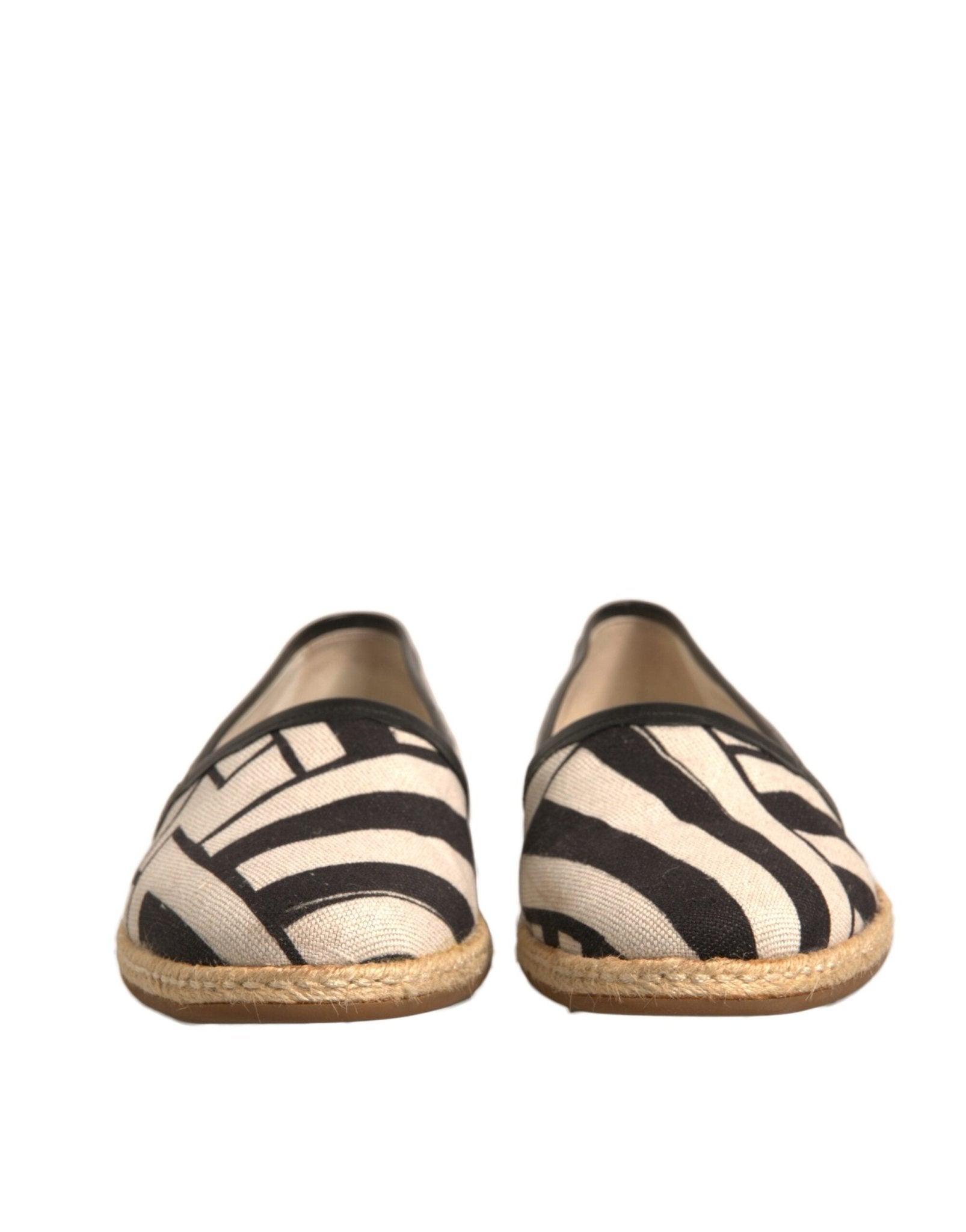 Dolce & Gabbana Black White Stripes Slip On Espadrille Shoes - SMARTMARTNZ