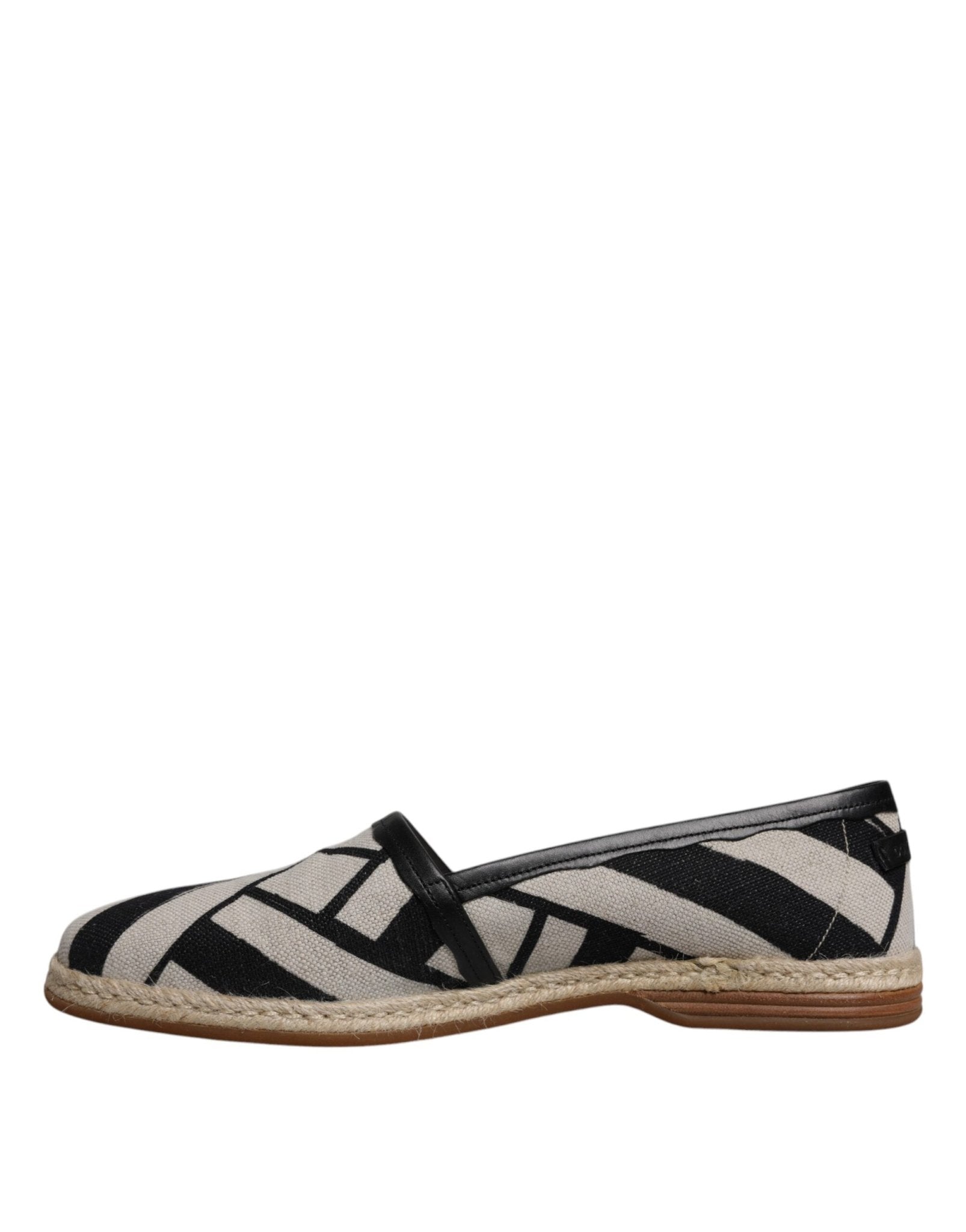 Dolce & Gabbana Black White Stripes Slip On Espadrille Shoes - SMARTMARTNZ