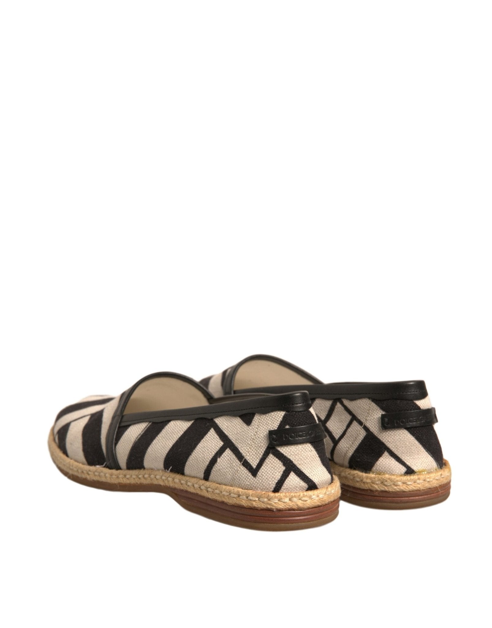 Dolce & Gabbana Black White Stripes Slip On Espadrille Shoes - SMARTMARTNZ