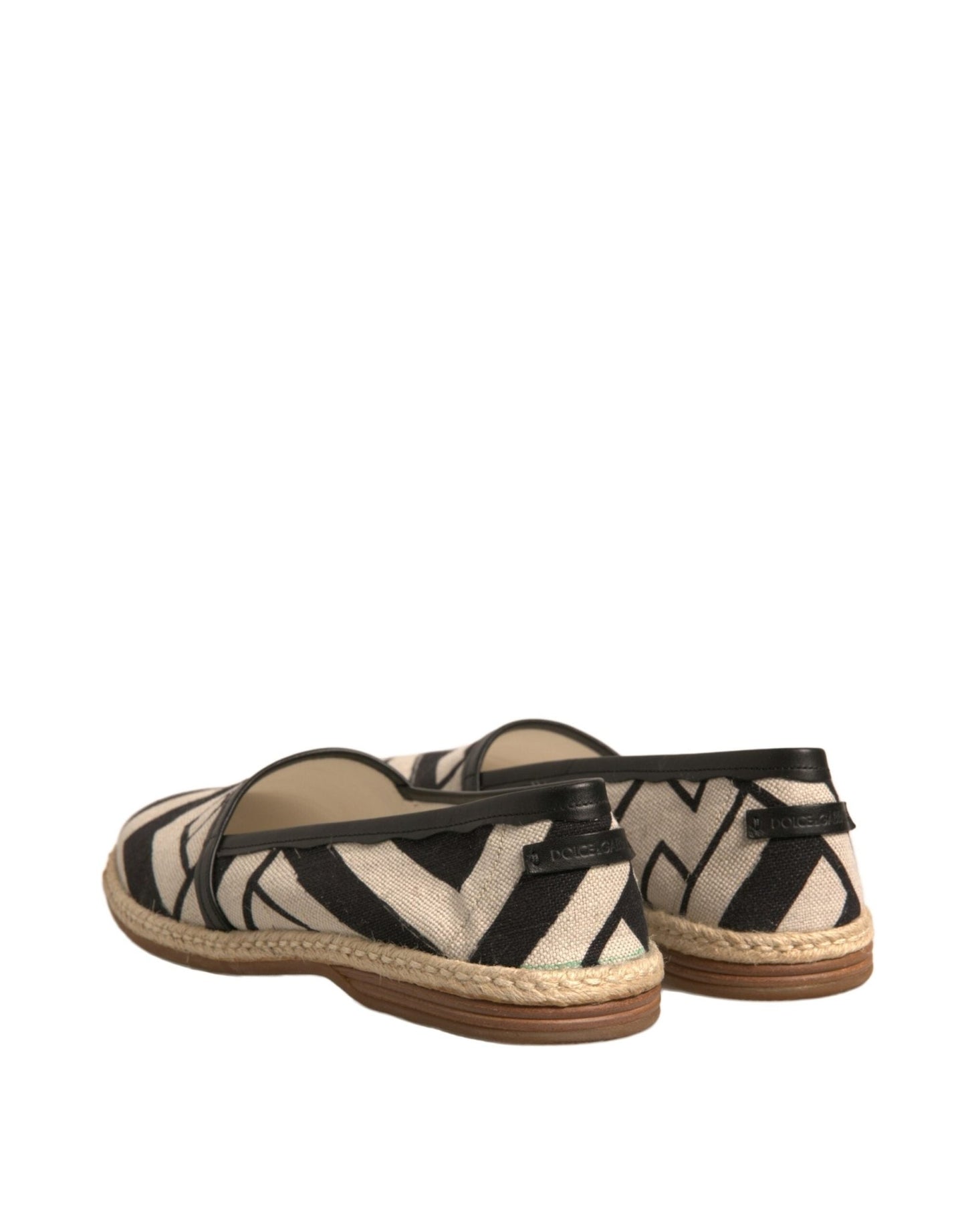 Dolce & Gabbana Black White Stripes Slip On Espadrille Shoes - SMARTMARTNZ