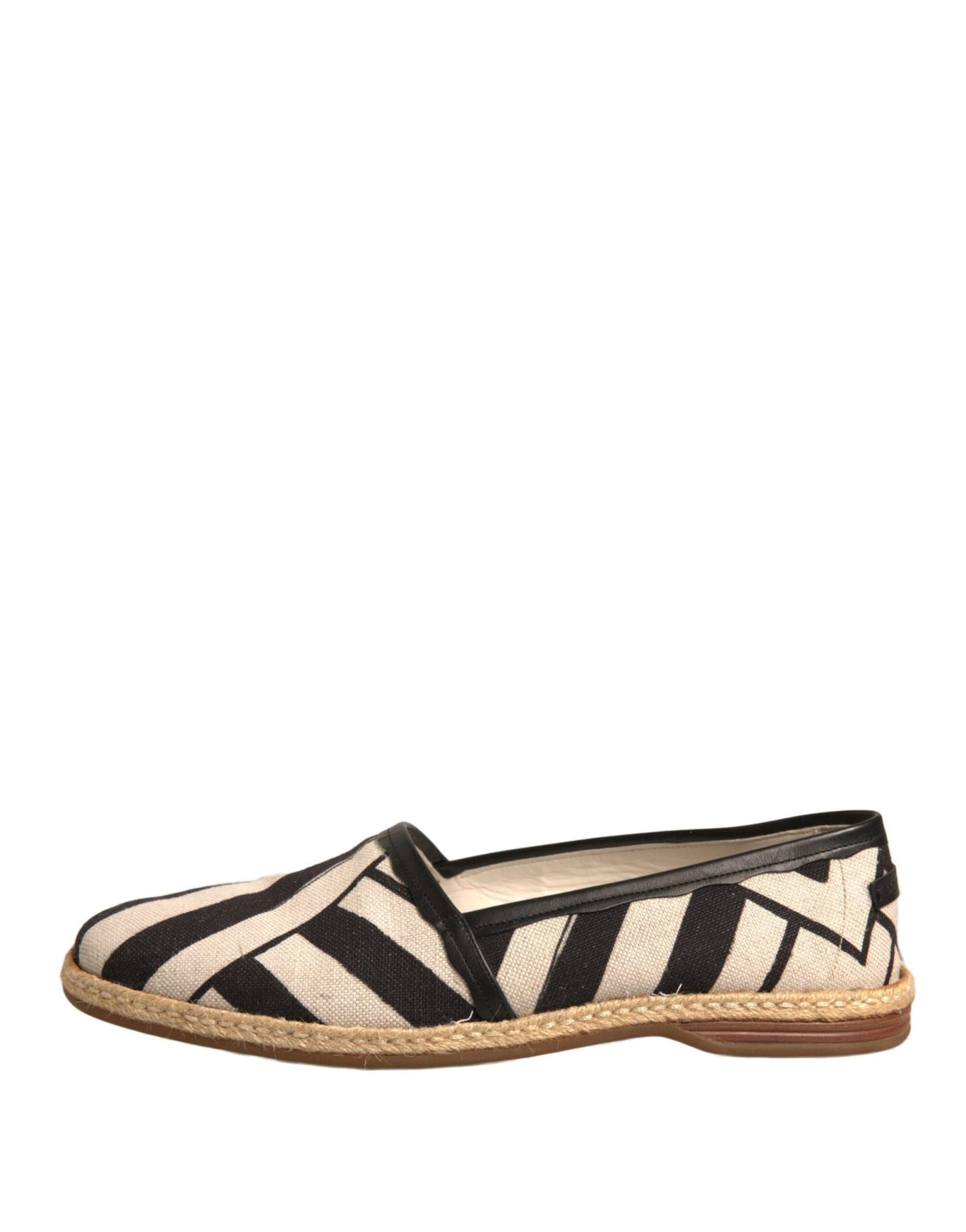 Dolce & Gabbana Black White Stripes Slip On Espadrille Shoes - SMARTMARTNZ