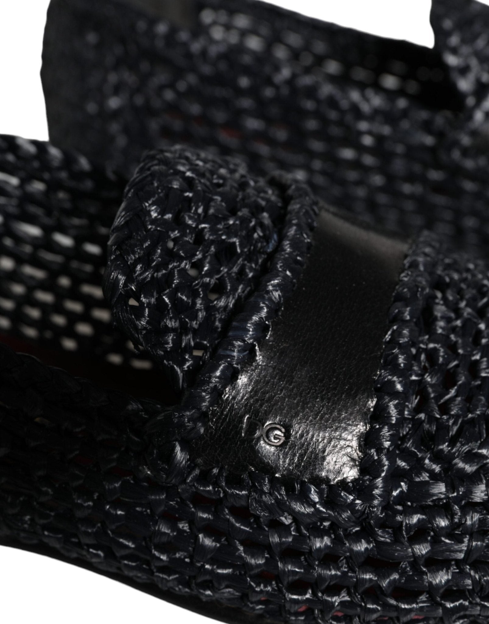 Dolce & Gabbana Black Woven Raffia Slip On Loafers Men Shoes - SMARTMARTNZ