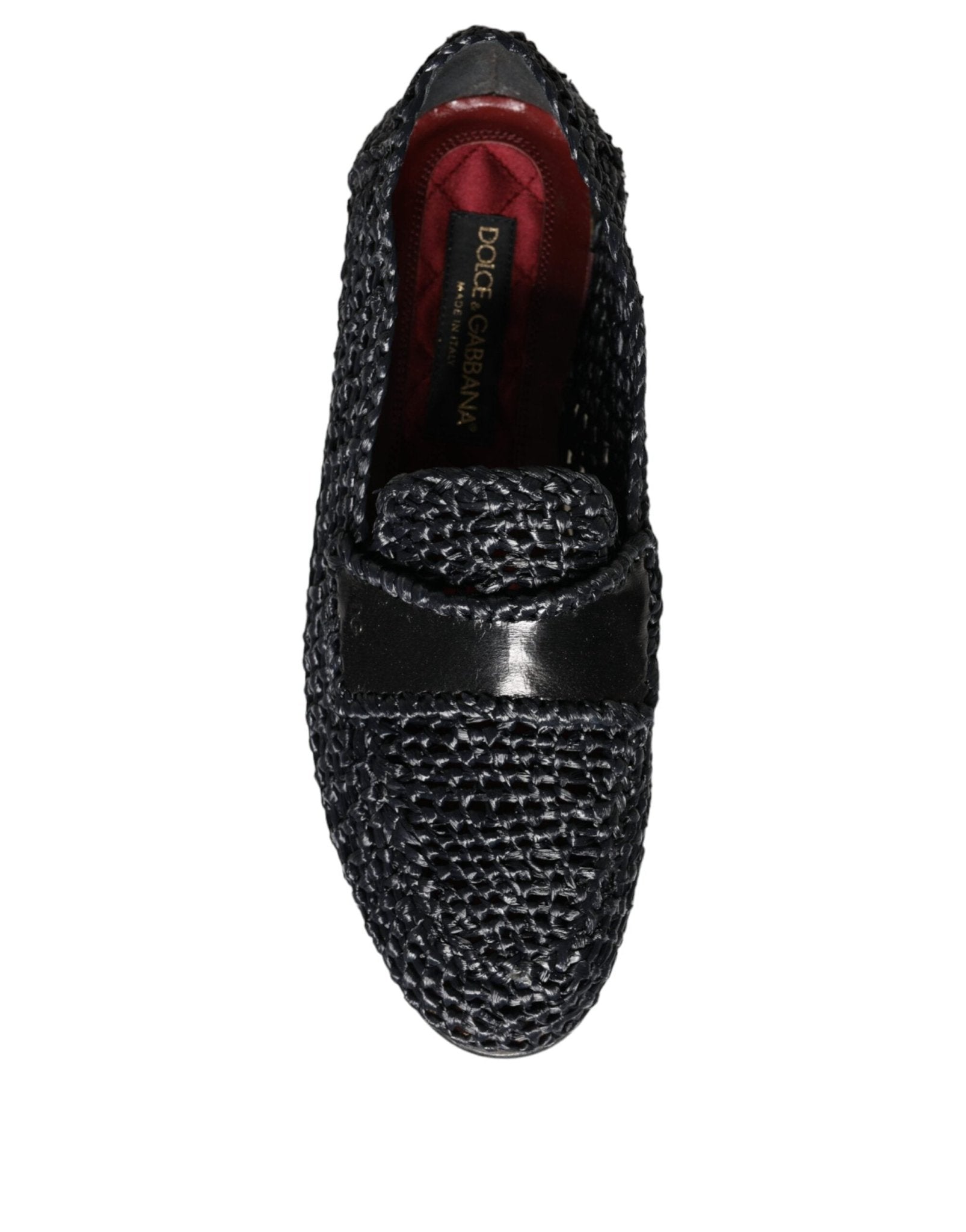 Dolce & Gabbana Black Woven Raffia Slip On Loafers Men Shoes - SMARTMARTNZ