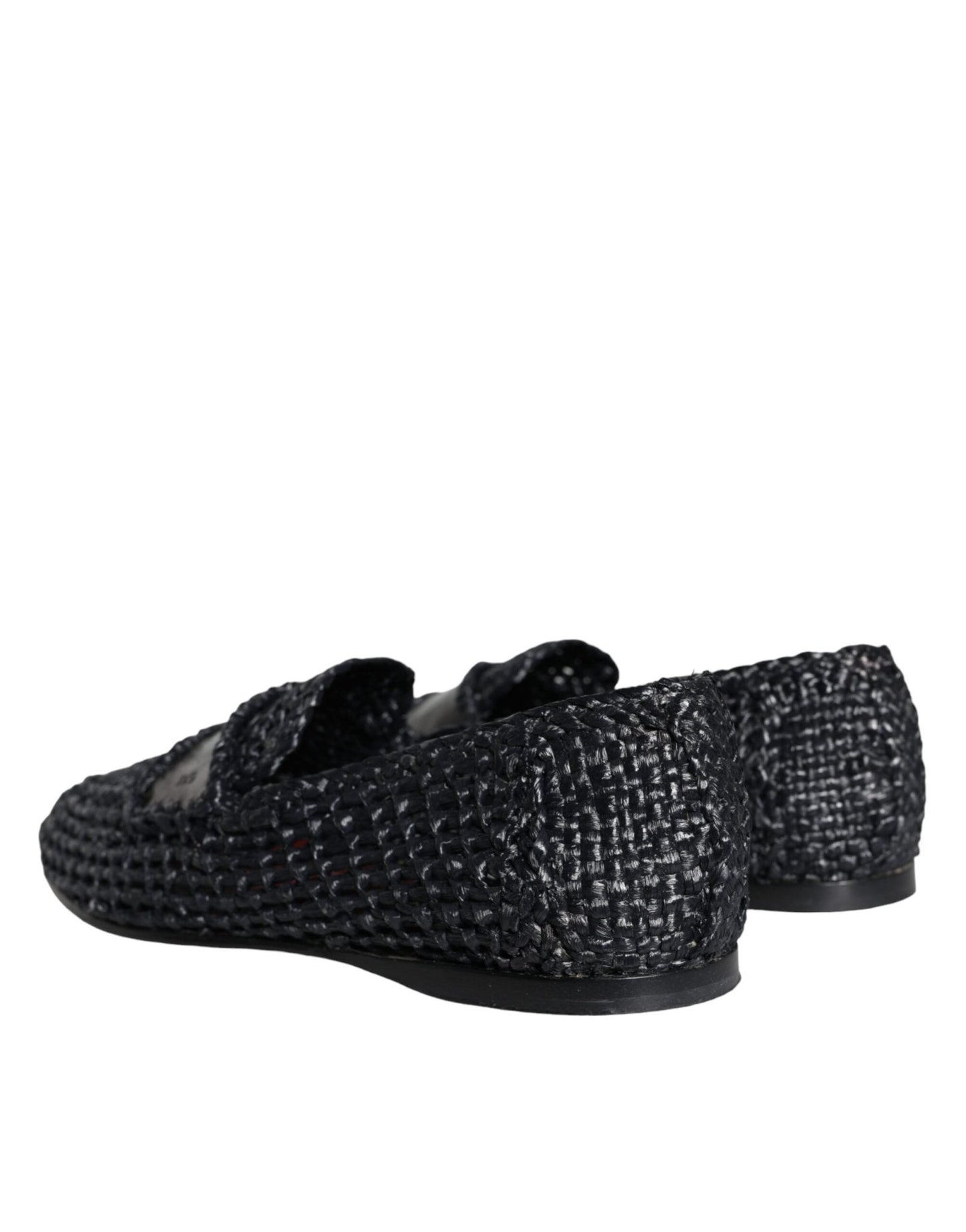 Dolce & Gabbana Black Woven Raffia Slip On Loafers Men Shoes - SMARTMARTNZ