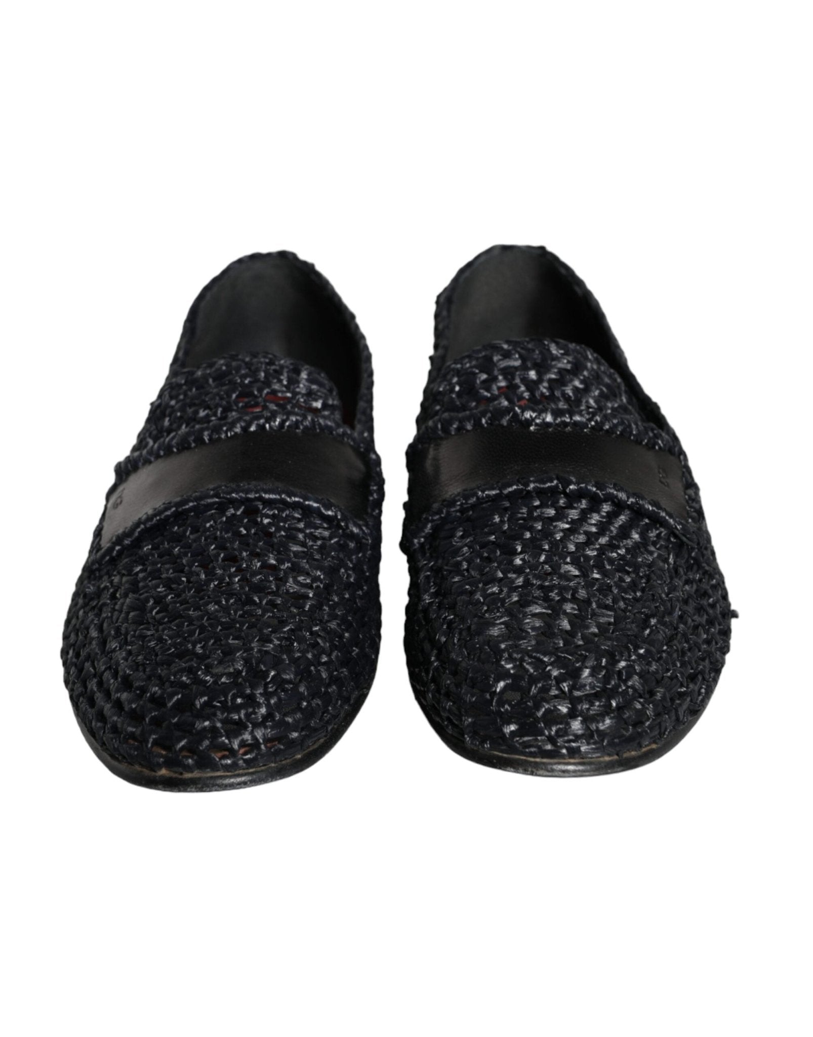 Dolce & Gabbana Black Woven Raffia Slip On Loafers Men Shoes - SMARTMARTNZ