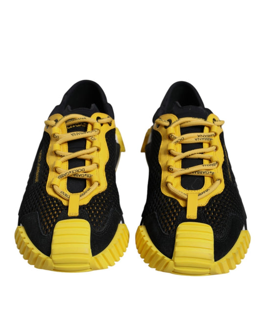 Dolce & Gabbana Black Yellow Low Top NS1 Sneakers Shoes - SMARTMARTNZ