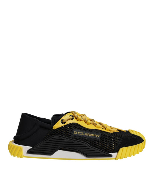 Dolce & Gabbana Black Yellow Low Top NS1 Sneakers Shoes - SMARTMARTNZ