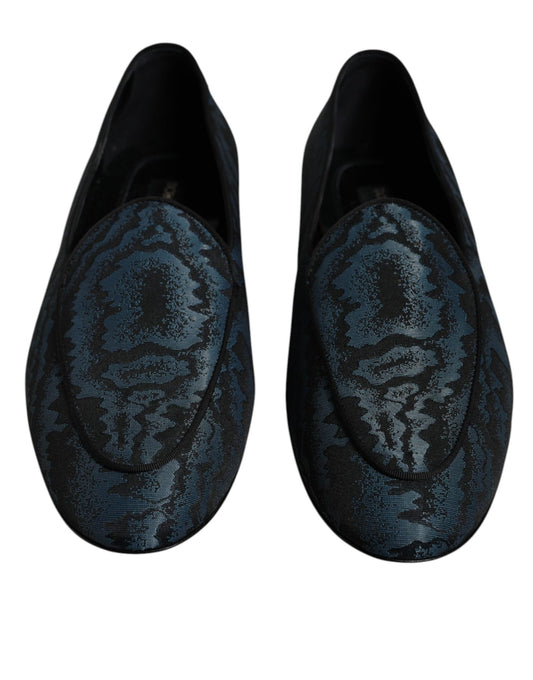 Dolce & Gabbana Blue Black Flats Men Loafers Dress Shoes - SMARTMARTNZ