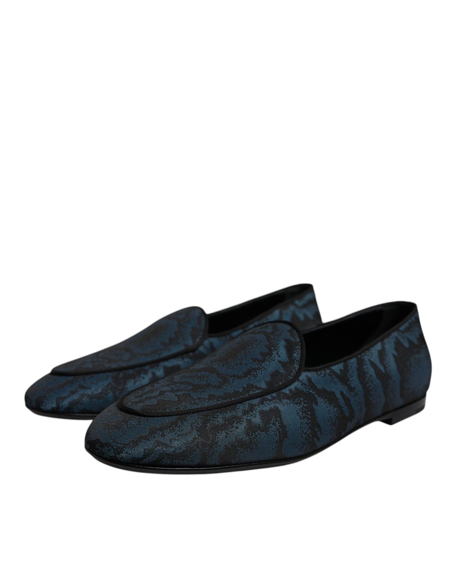 Dolce & Gabbana Blue Black Flats Men Loafers Dress Shoes - SMARTMARTNZ