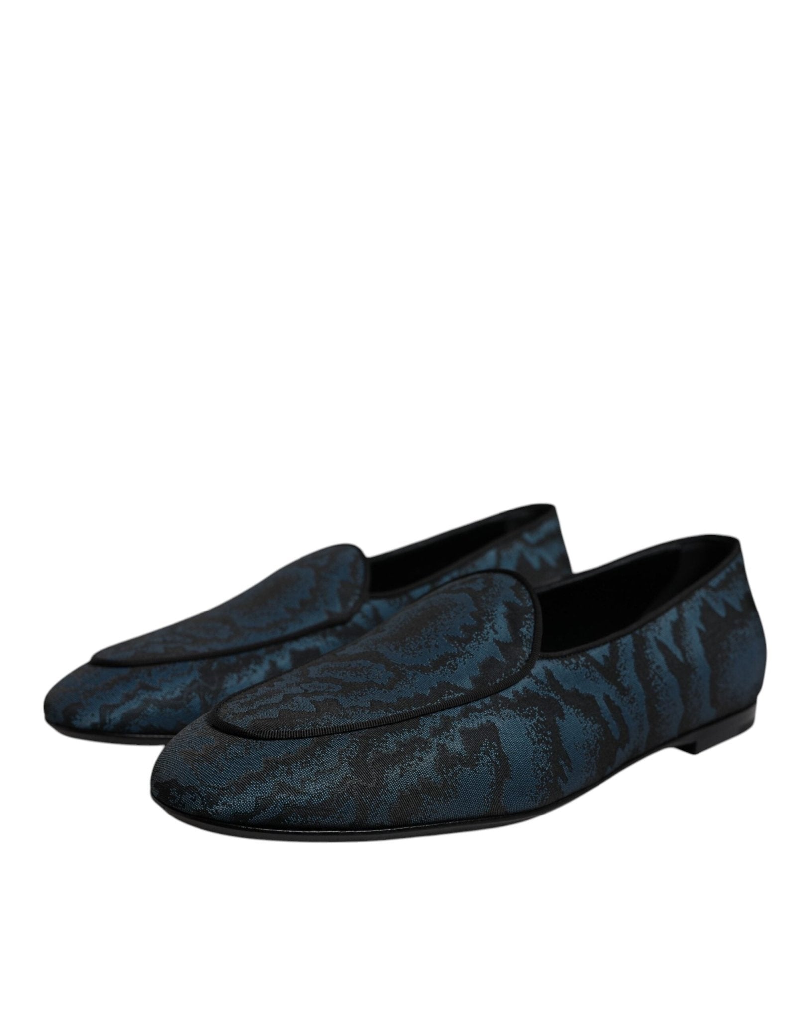Dolce & Gabbana Blue Black Flats Men Loafers Dress Shoes - SMARTMARTNZ