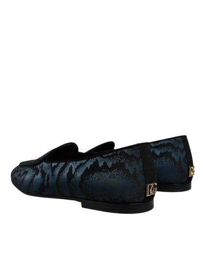 Dolce & Gabbana Blue Black Flats Men Loafers Dress Shoes - SMARTMARTNZ