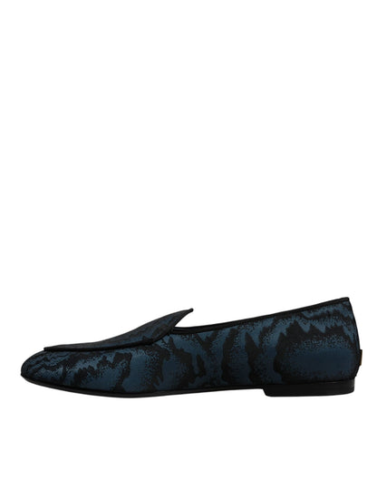 Dolce & Gabbana Blue Black Flats Men Loafers Dress Shoes - SMARTMARTNZ