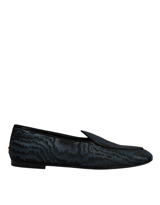 Dolce & Gabbana Blue Black Flats Men Loafers Dress Shoes - SMARTMARTNZ