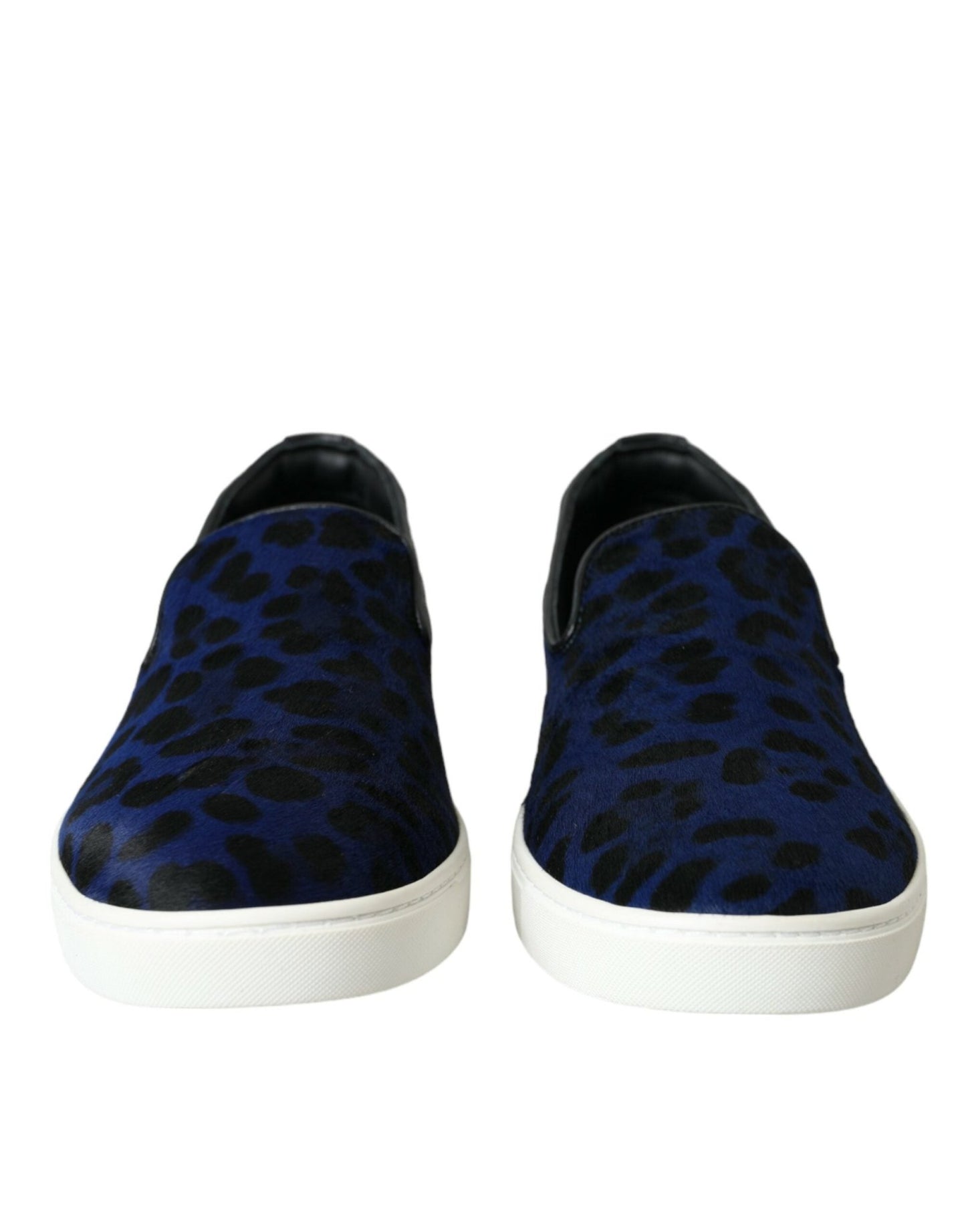 Dolce & Gabbana Blue Calfskin Hair Leopard Sneakers Shoes - SMARTMARTNZ