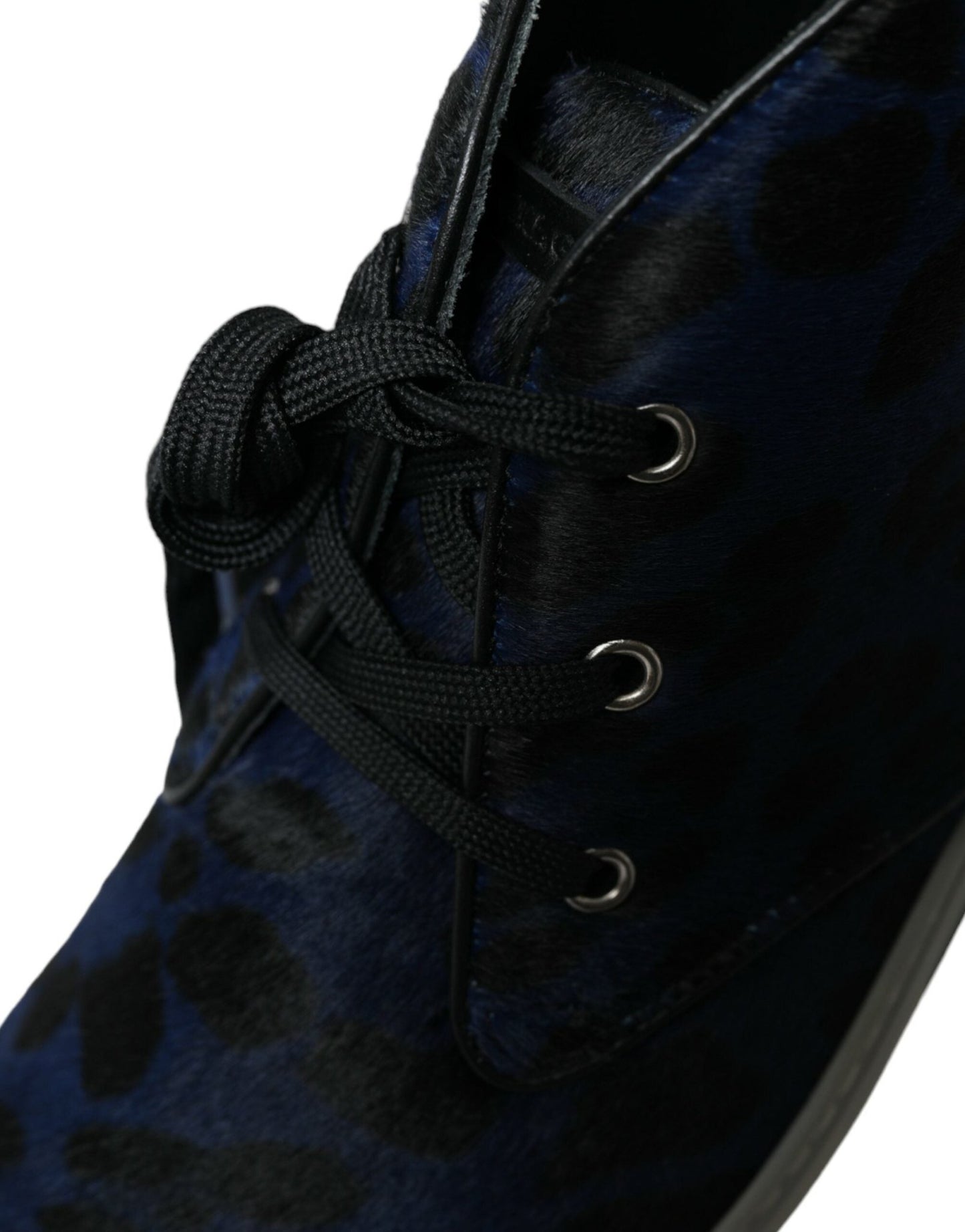 Dolce & Gabbana Blue Calfskin Leopard Mid Top Sneakers Shoes - SMARTMARTNZ