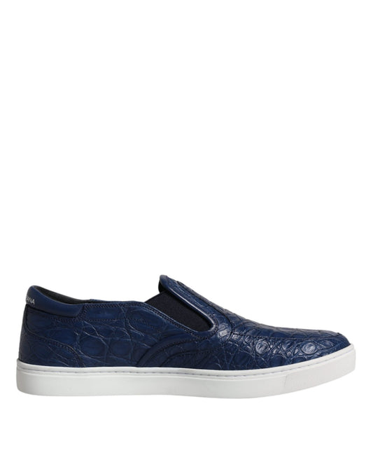 Dolce & Gabbana Blue Croc Exotic Leather Men Sneakers Shoes - SMARTMARTNZ