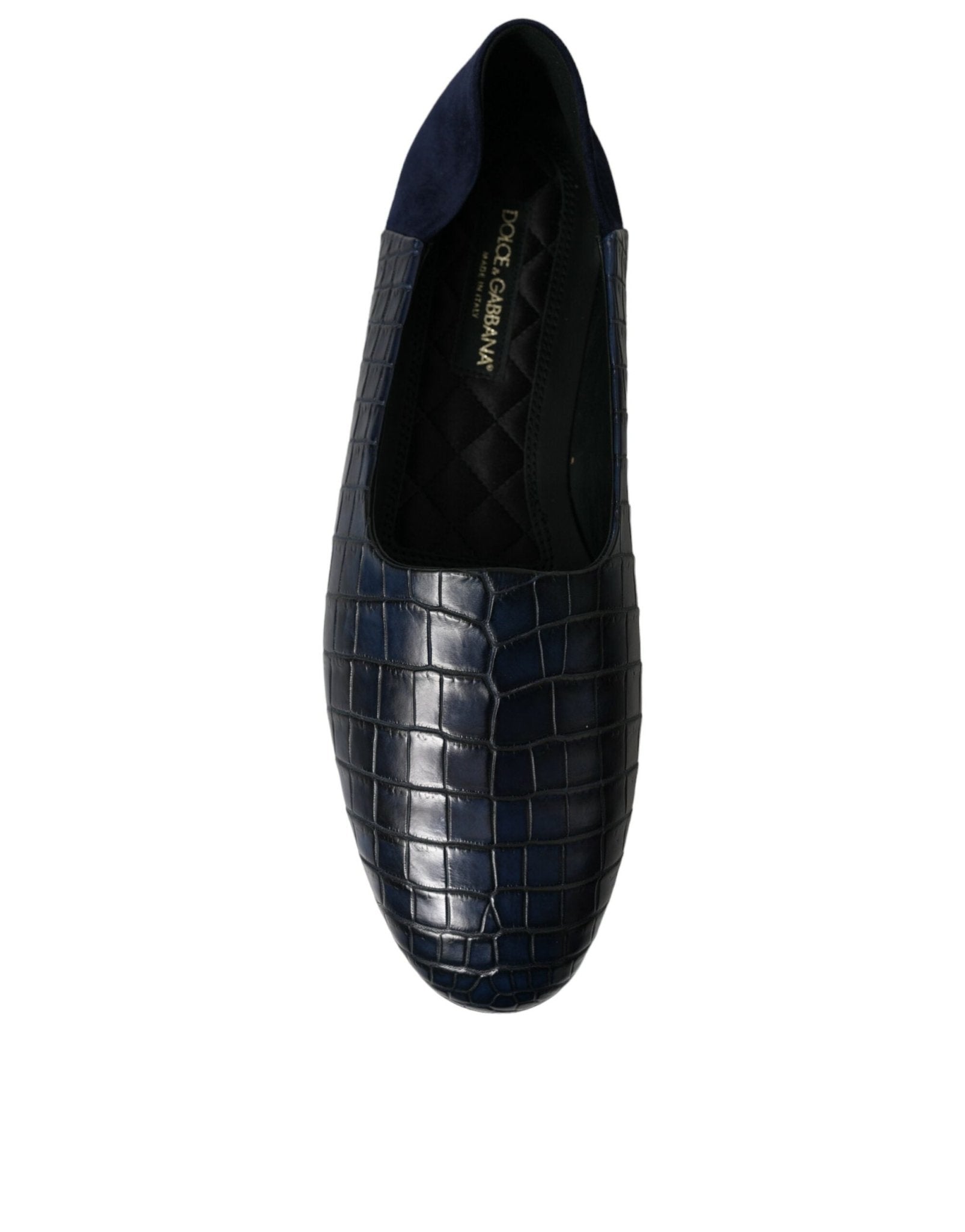 Dolce & Gabbana Blue Crocodile Leather Loafers Slip On Shoes - SMARTMARTNZ
