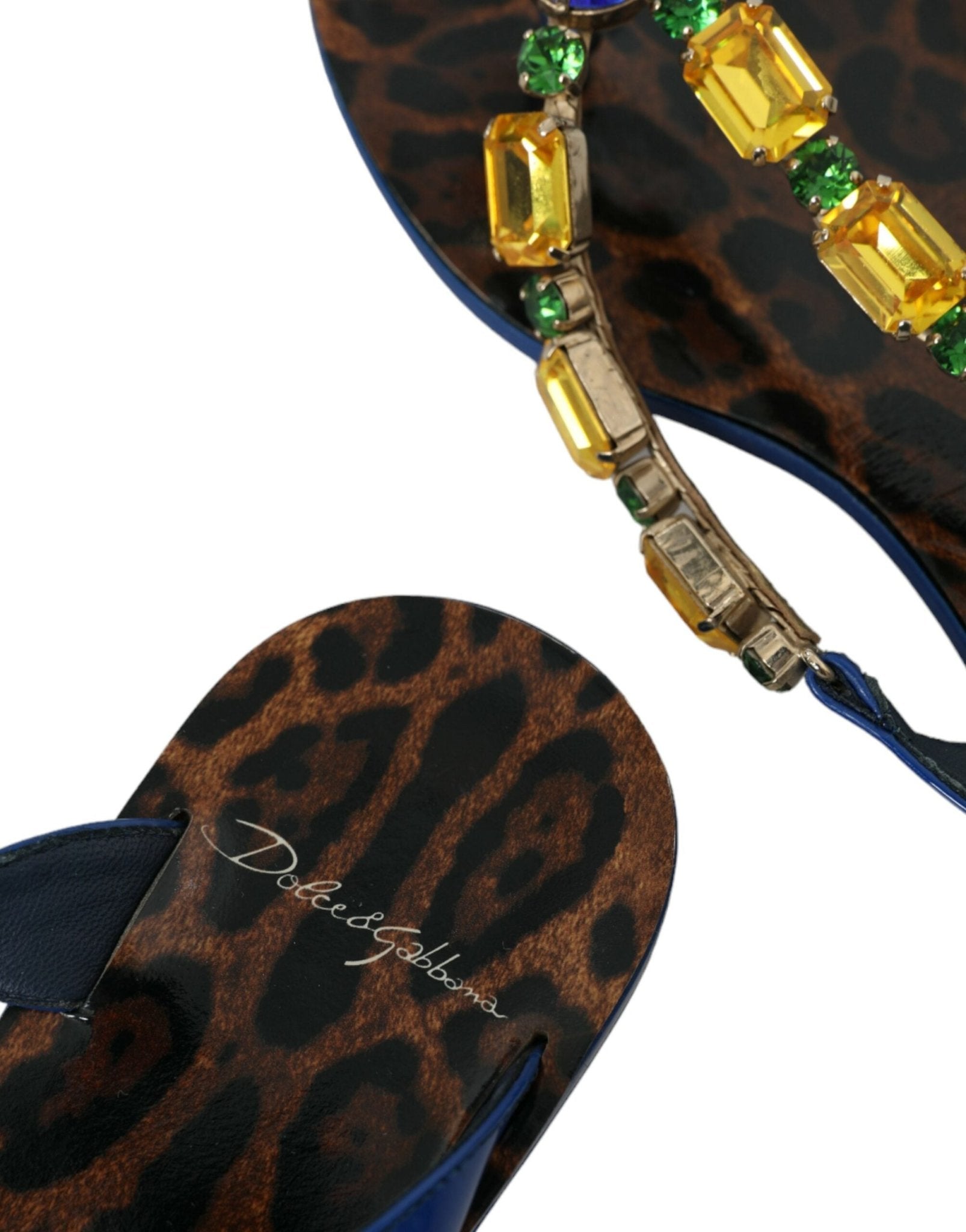 Dolce & Gabbana Blue Crystal Calf Leather Beachwear Shoes - SMARTMARTNZ