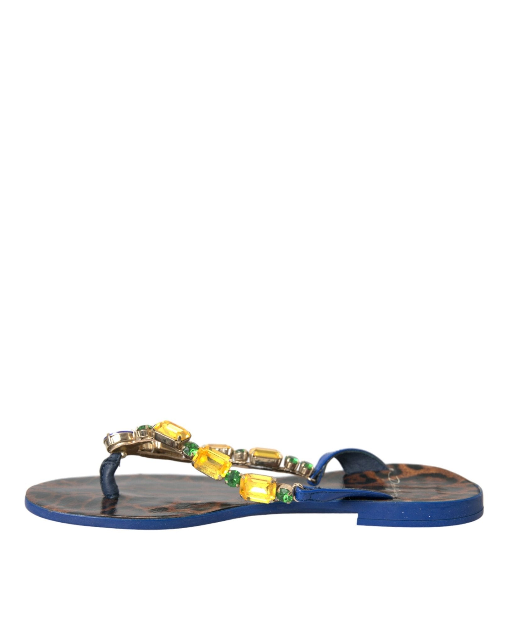 Dolce & Gabbana Blue Crystal Calf Leather Beachwear Shoes - SMARTMARTNZ