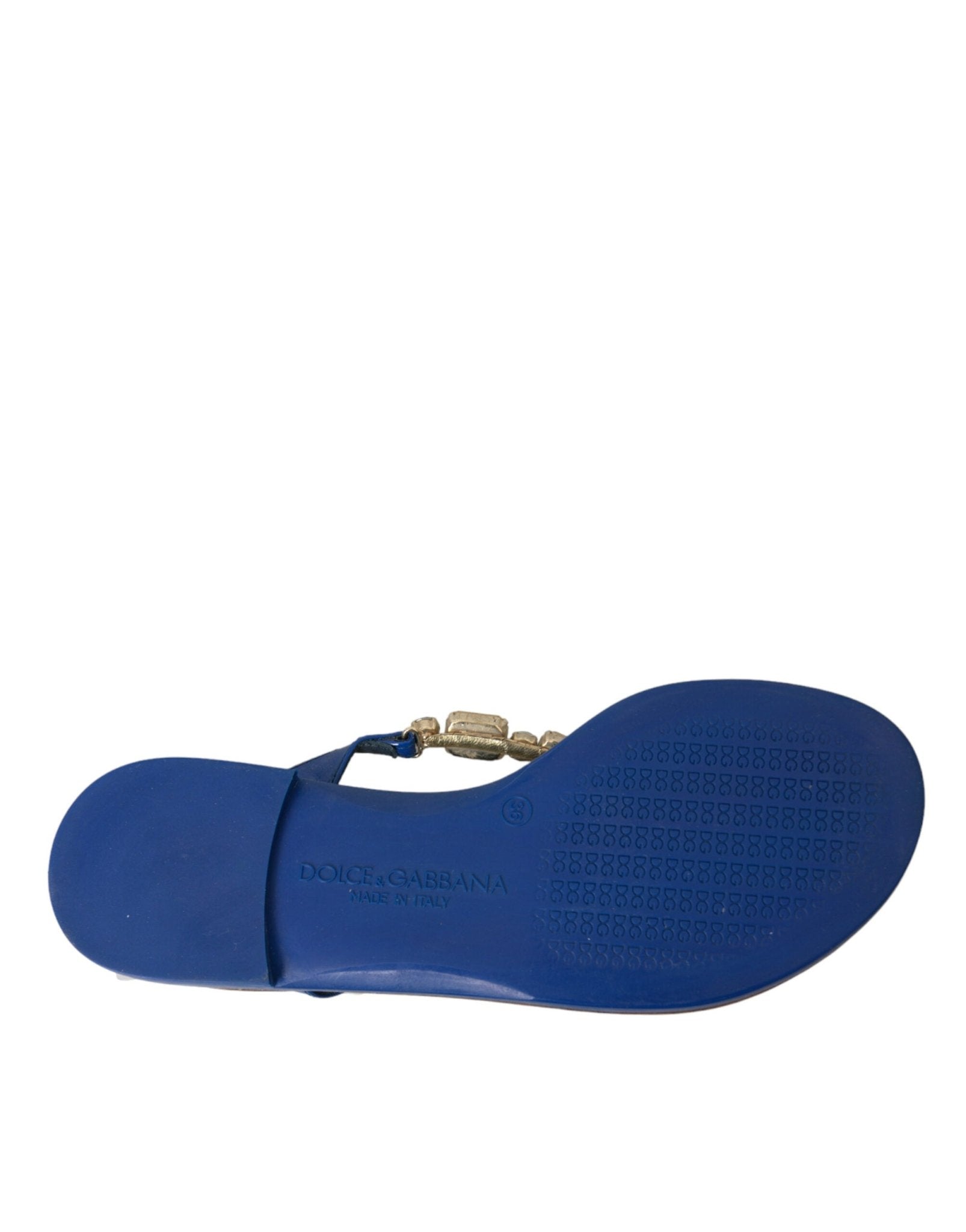 Dolce & Gabbana Blue Crystal Calf Leather Beachwear Shoes - SMARTMARTNZ