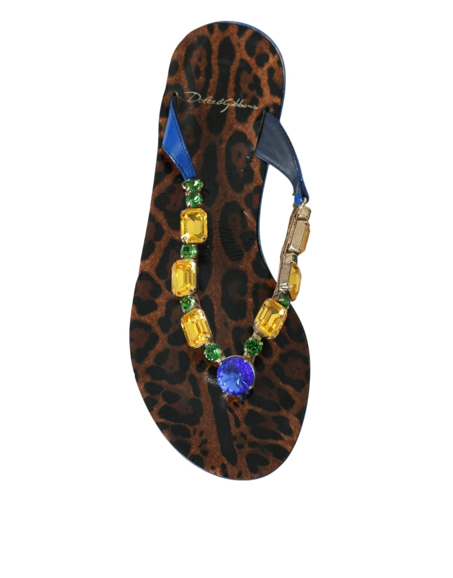 Dolce & Gabbana Blue Crystal Calf Leather Beachwear Shoes - SMARTMARTNZ