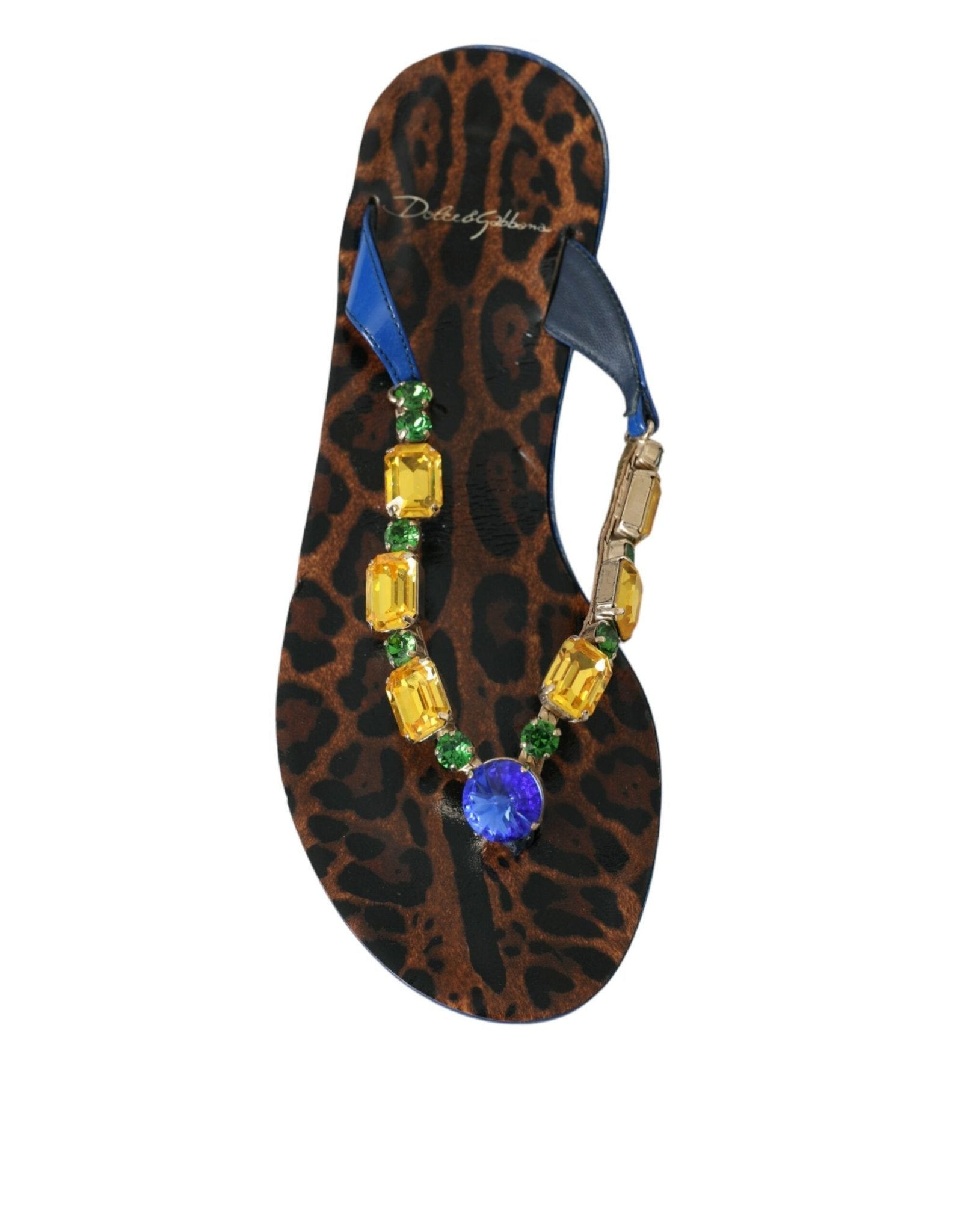 Dolce & Gabbana Blue Crystal Calf Leather Beachwear Shoes - SMARTMARTNZ
