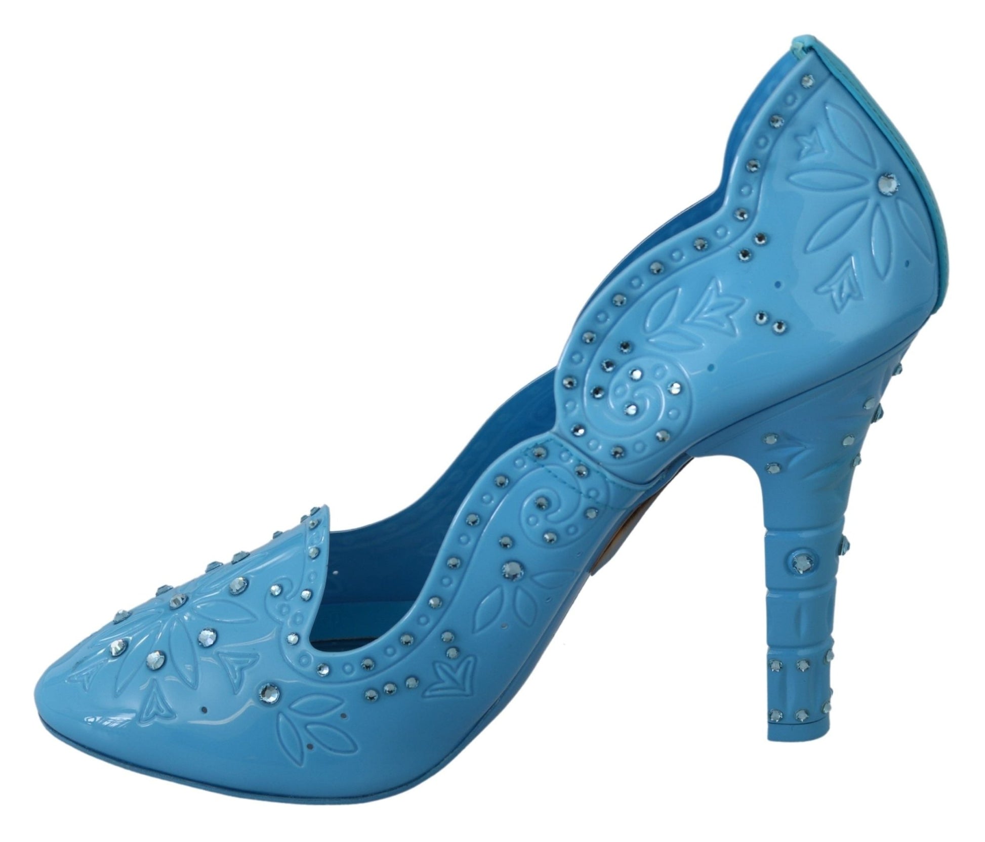 Dolce & Gabbana Blue Crystal Floral CINDERELLA Heels Shoes - SMARTMARTNZ